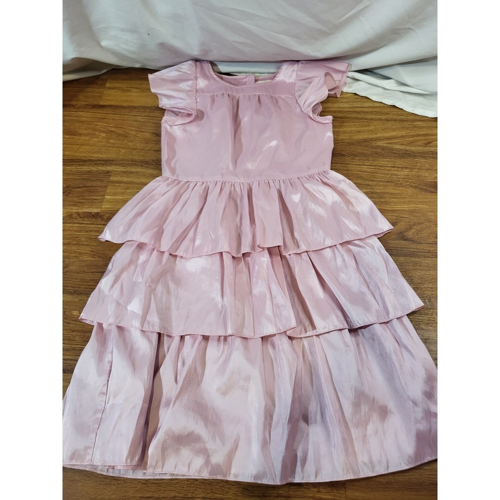 Love Shack Fancy Pink Flutter Sleeve Tiered Dress Size 10Y